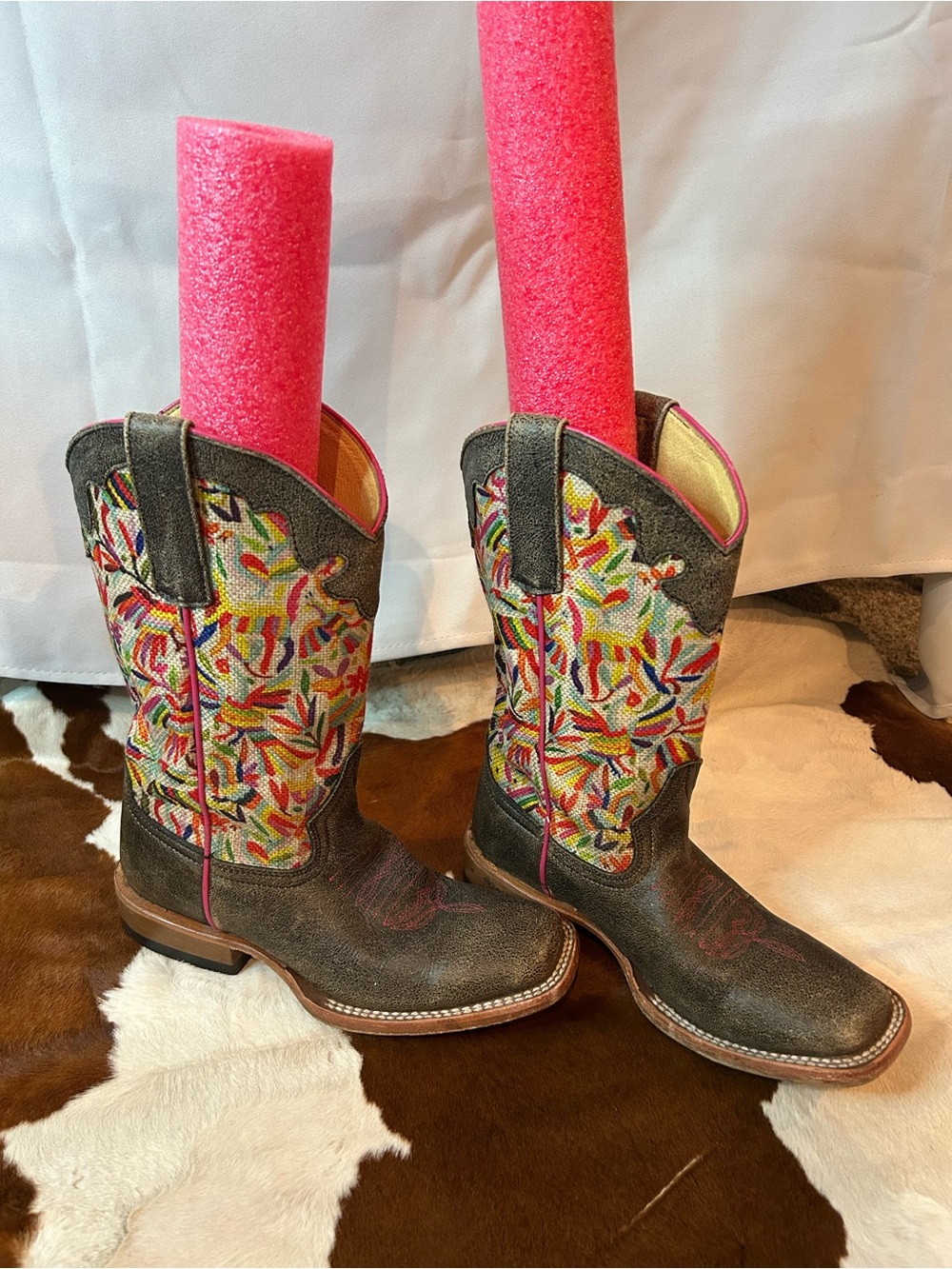 Girls Macie Bean Brown and Multicolor Western Kids Boots